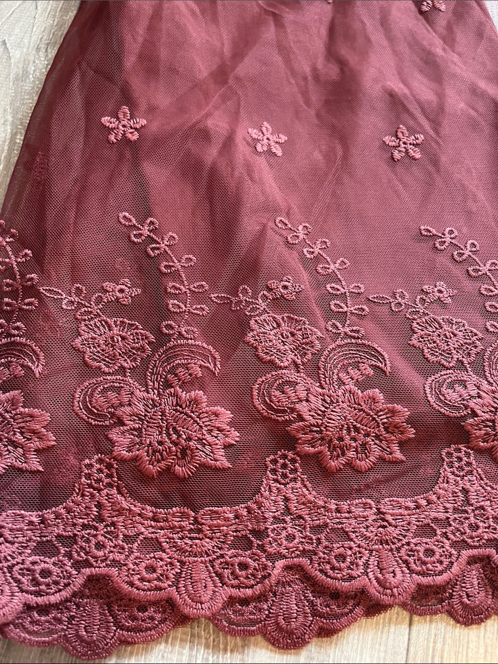 Warehouse One Embroidered Lace-Trim Camisole Tank - Wine. small